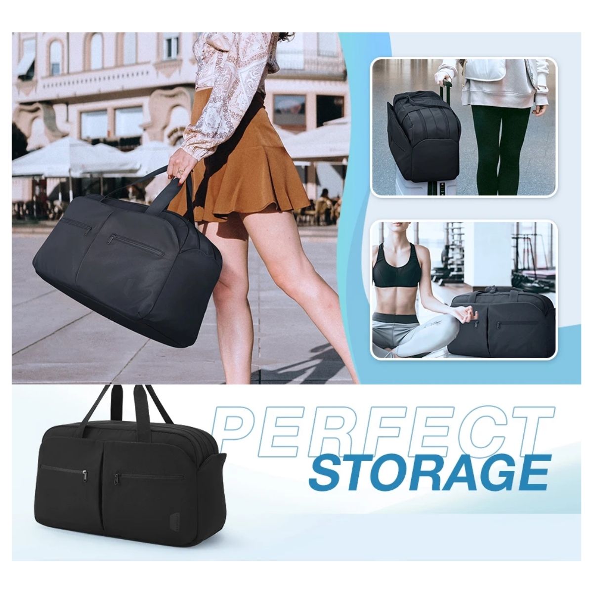 BAGSMART BOLSO DE MANO PARA VIAJES TWO-ZONE CON NECESER 17.3' - NEGRO - 7