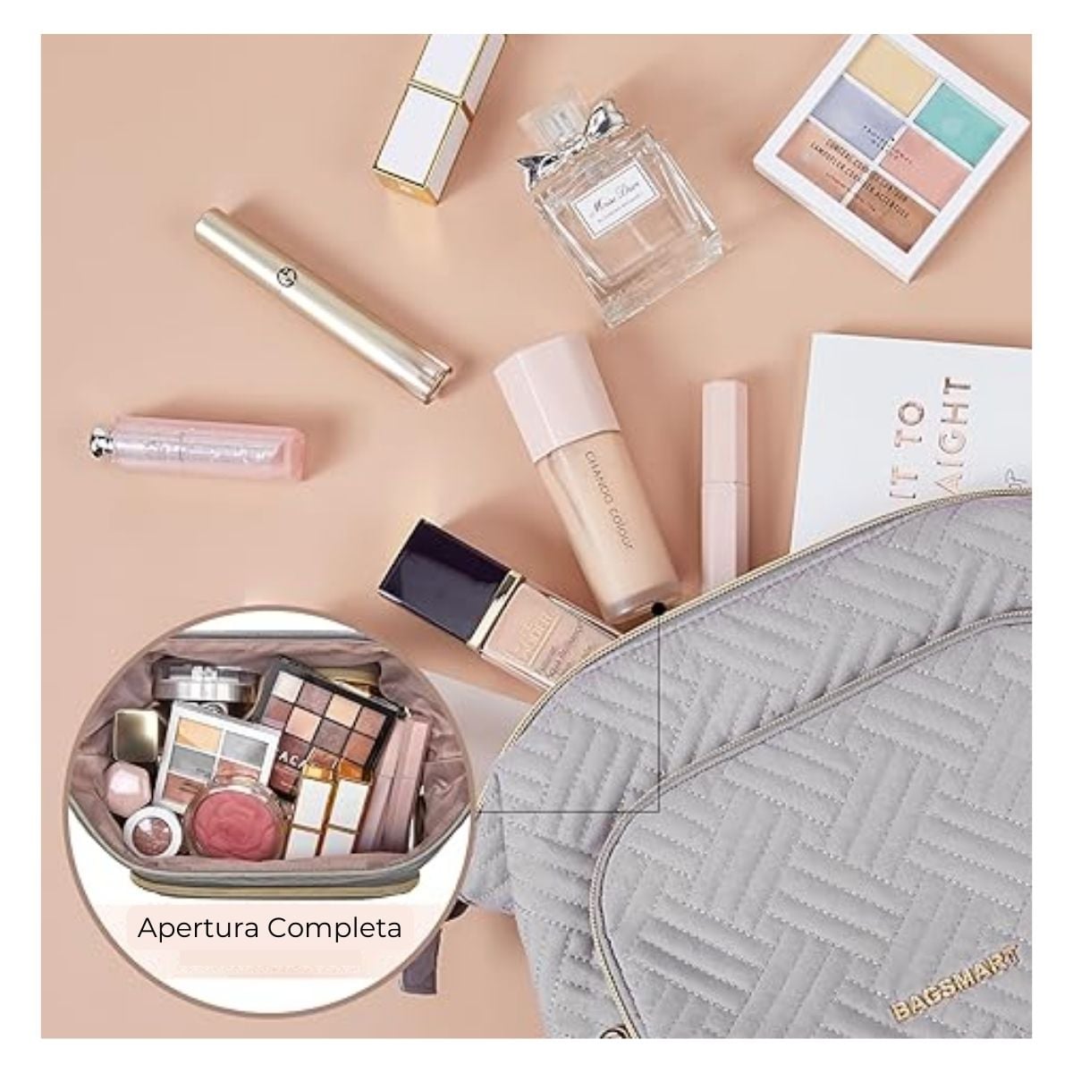 Bagsmart Cosmetiquero Tejido de Viaje Gris - 3