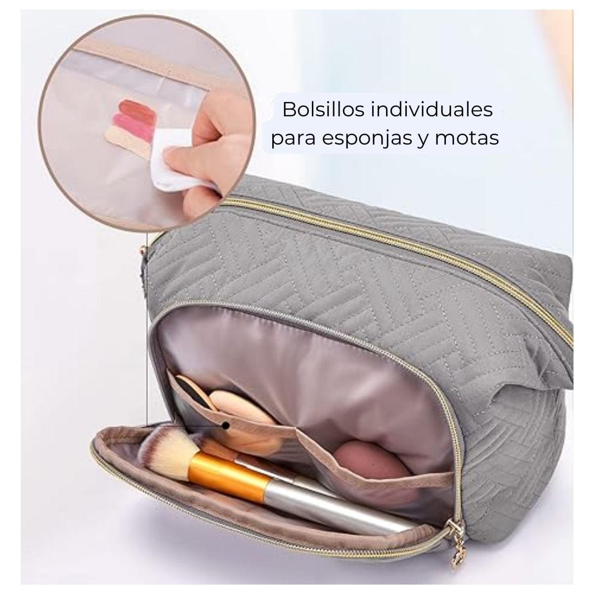Bagsmart Cosmetiquero Tejido de Viaje Gris - 4