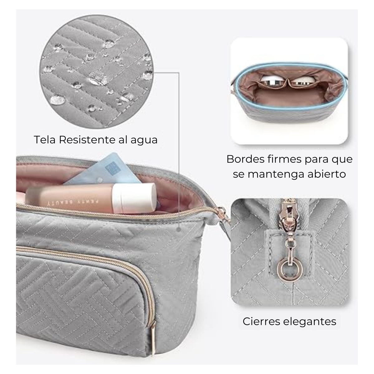 Bagsmart Cosmetiquero Tejido de Viaje Gris - 7