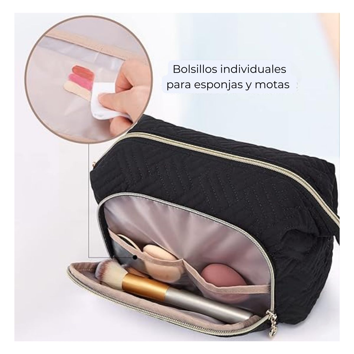 Bagsmart Cosmetiquero Tejido de Viaje Negro - 4