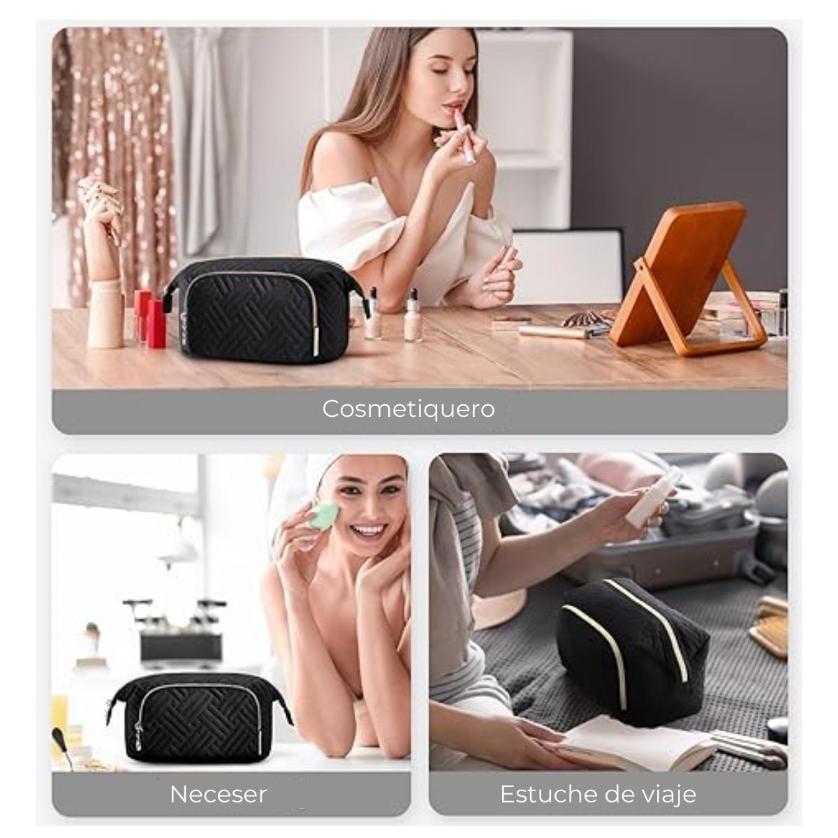 Bagsmart Cosmetiquero Tejido de Viaje Negro - 5