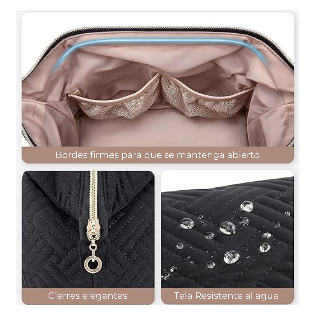 Bagsmart Cosmetiquero Tejido de Viaje Negro - 7