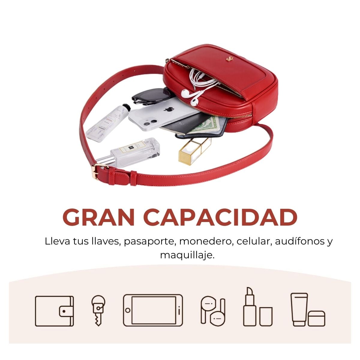 ECOSUSI BANANO MODERNO DE CUERO VEGANO - ROJO - 2