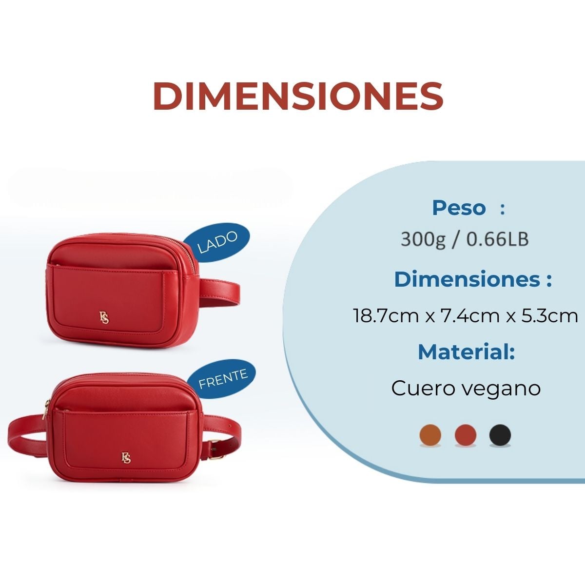 ECOSUSI BANANO MODERNO DE CUERO VEGANO - ROJO - 3