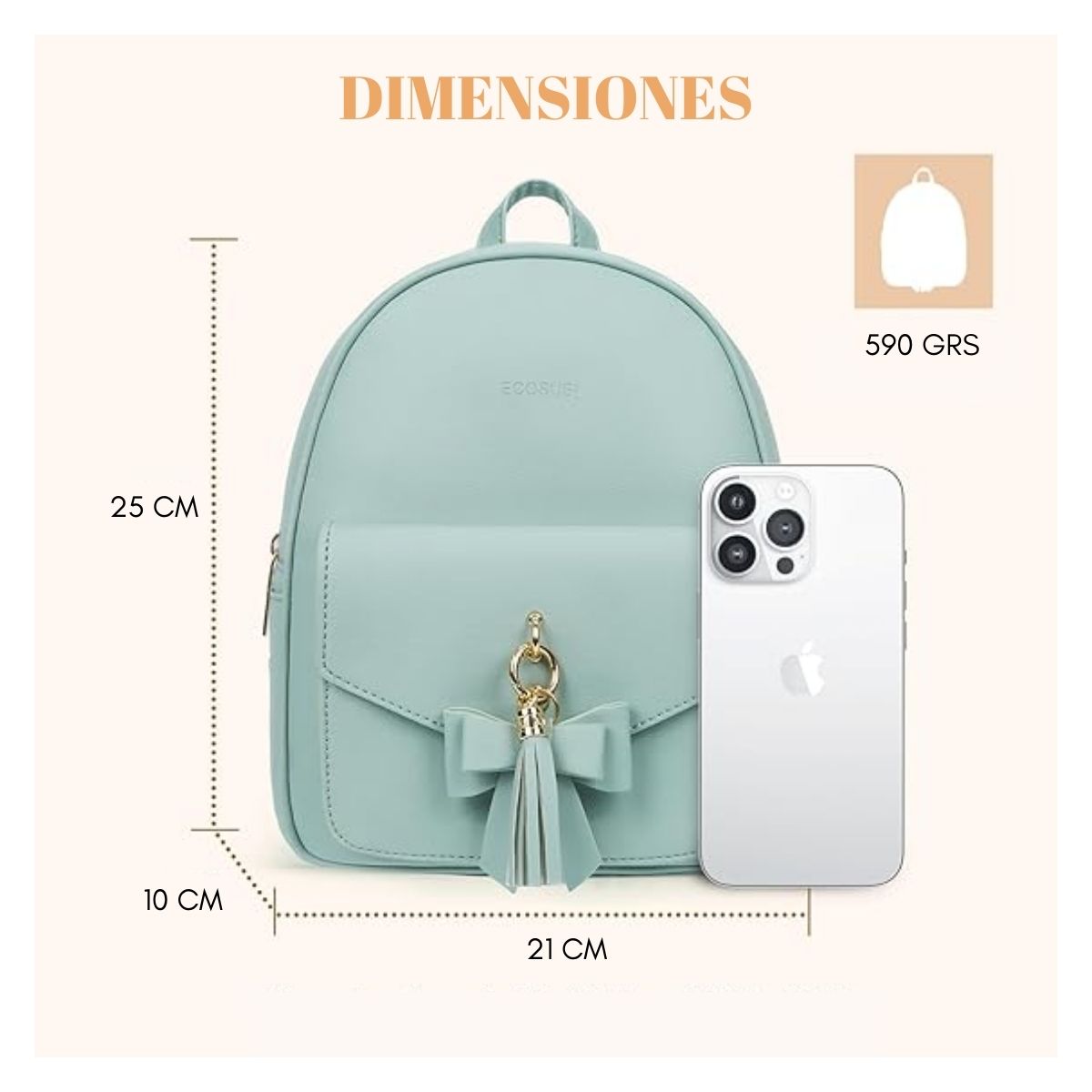 ECOSUSI MINI MOCHILA CON LAZO - VERDE - 6