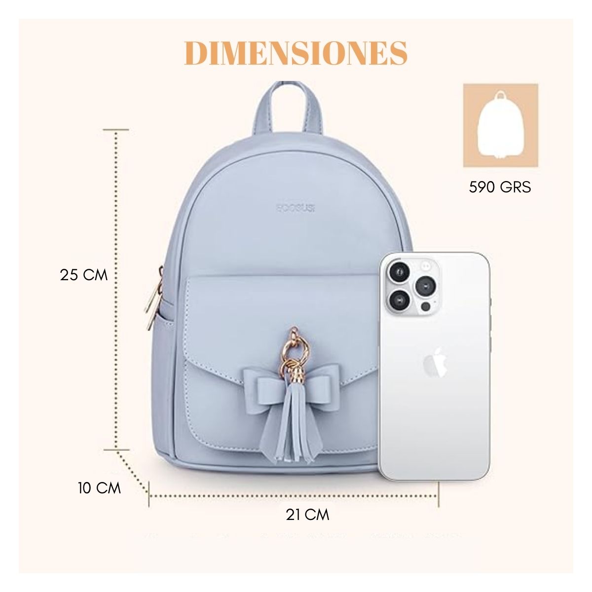 ECOSUSI MINI MOCHILA CON LAZO - CELESTE - 6