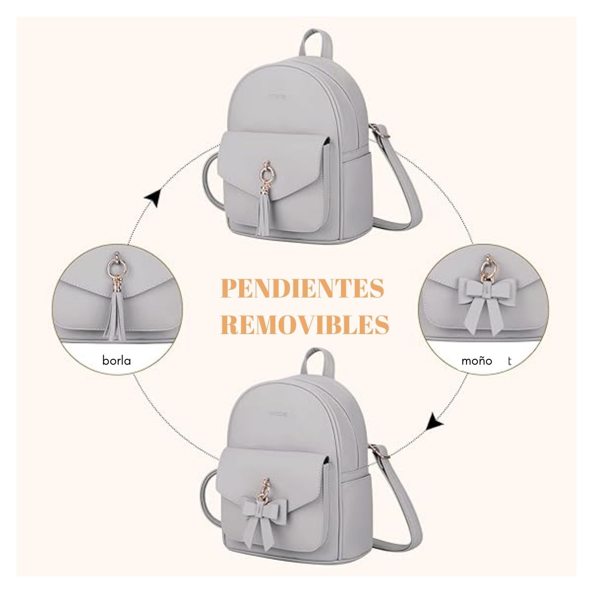 ECOSUSI MINI MOCHILA CON LAZO - GRIS - 3