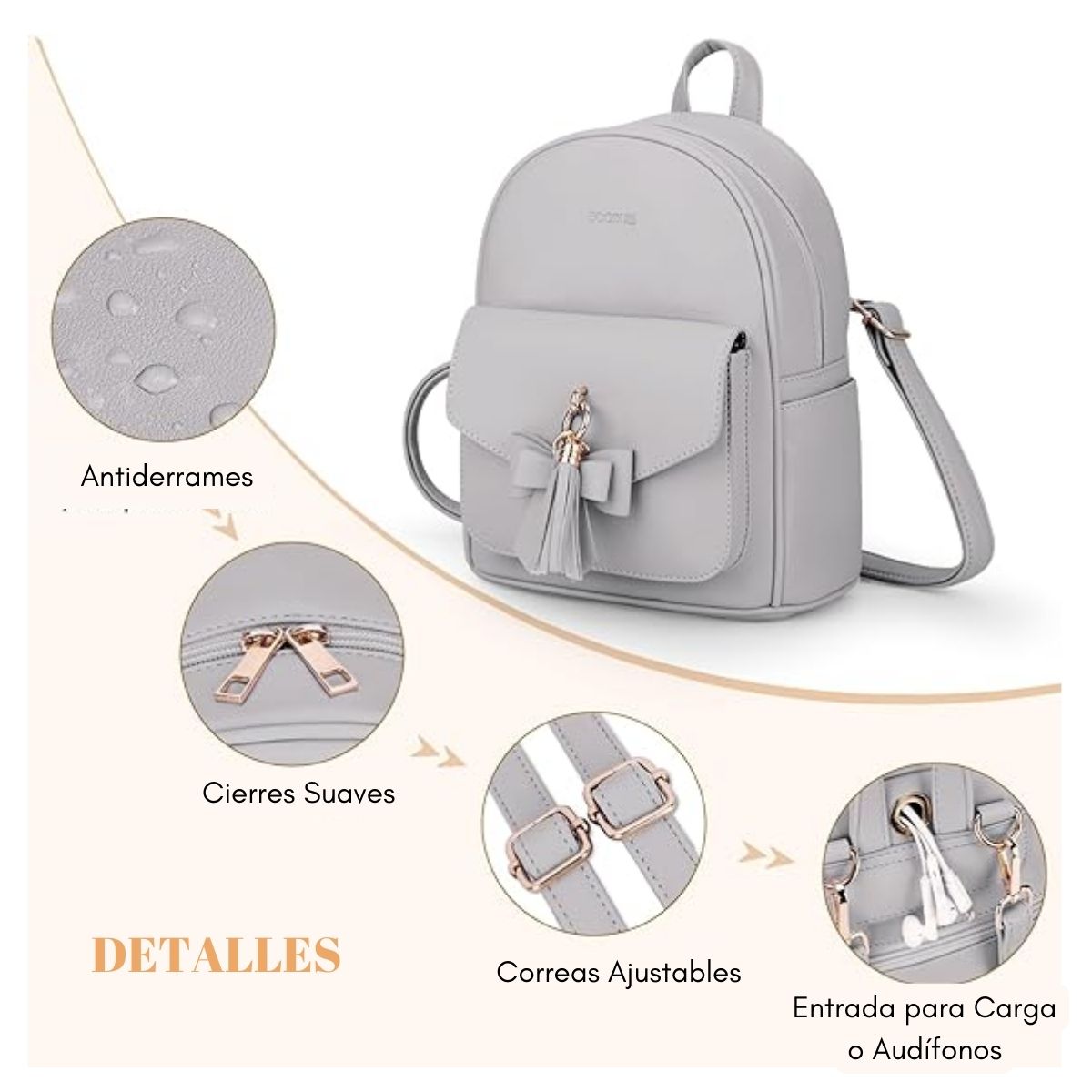 ECOSUSI MINI MOCHILA CON LAZO - GRIS - 5