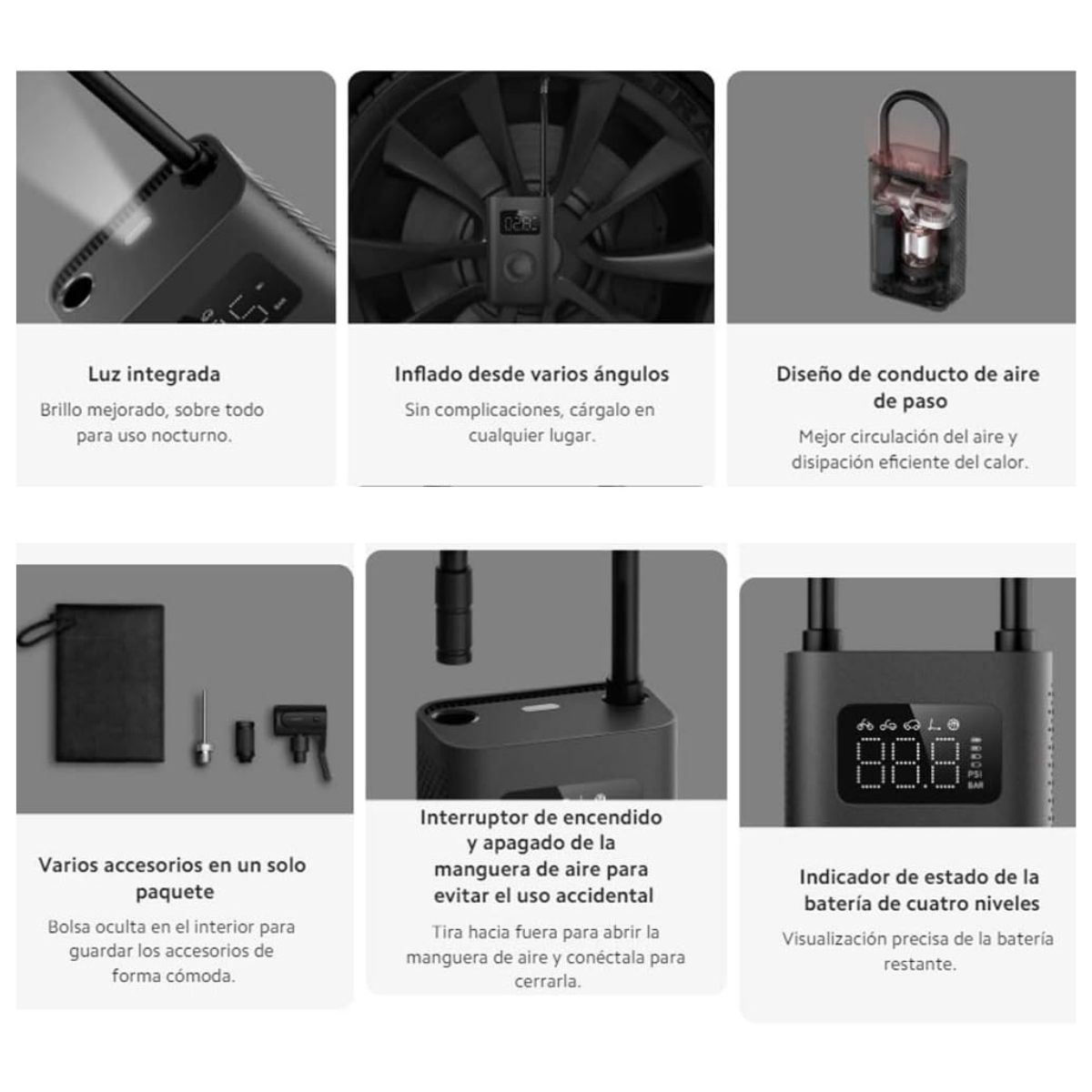 XIAOMI MINI COMPRESOR MI PORTABLE AIR PUMP 2 - INFLADOR ELÉCTRICO - 6