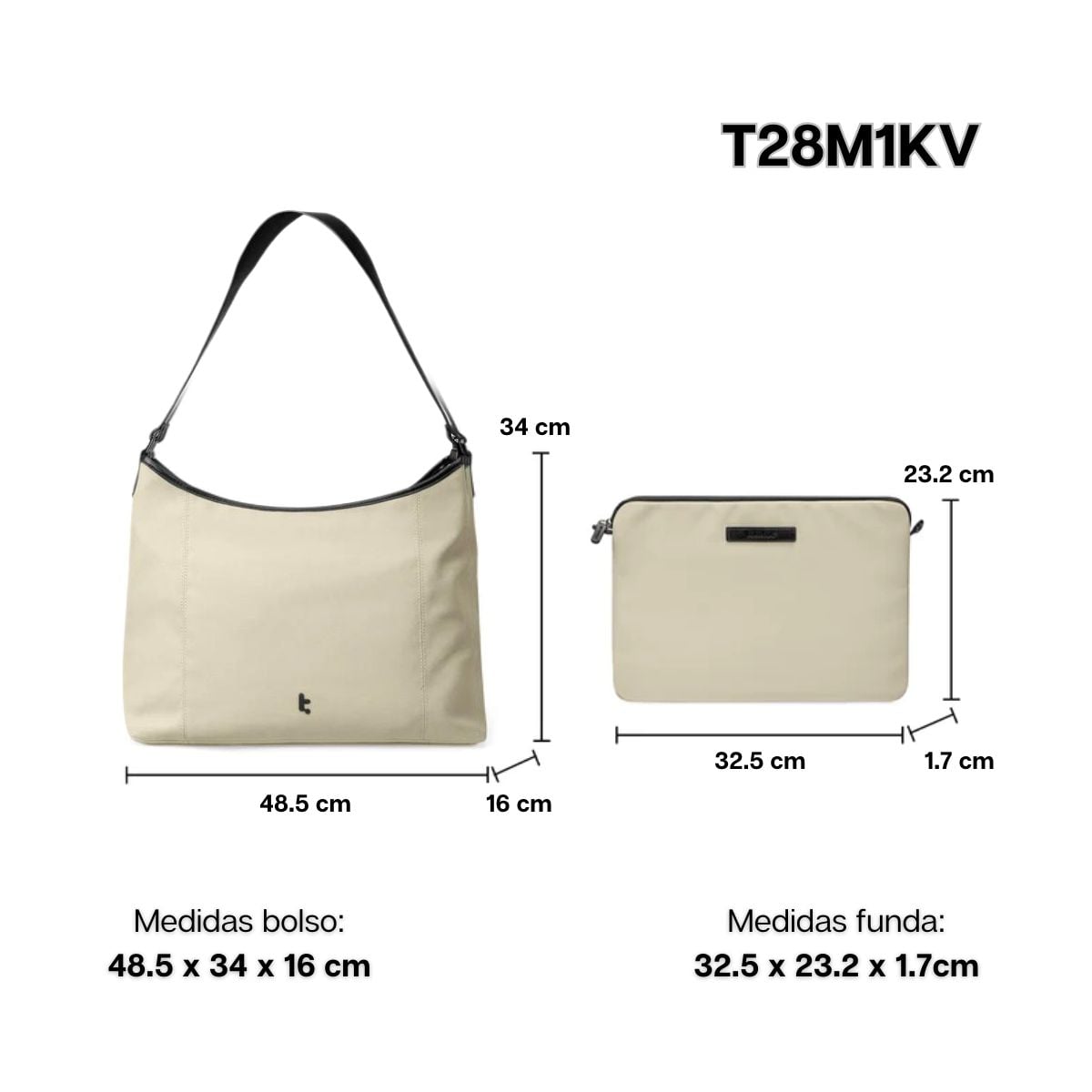 BOLSO TOTE VERSATILE-T28 + FUNDA NOTEBOOK 14″ - BEIGE - 3