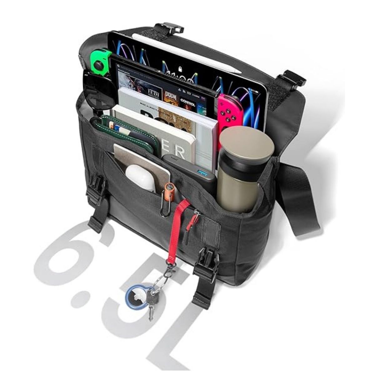 TOMTOC BOLSO MENSAJERO SLASH-T27 RESISTENTE AL AGUA (6.5L) - NEGRO - 3