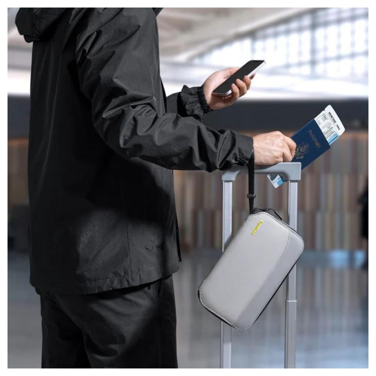 TOMTOC ESTUCHE PARA PASAPORTE NAVIGATOR-T03 - GRIS - 2