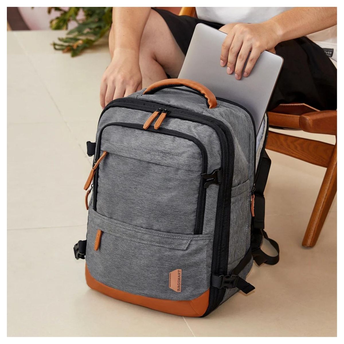 BAGSMART MOCHILA DE VIAJE FALCO 30L-40L + 3 BOLSAS ORGANIZADORAS - GRIS - 7