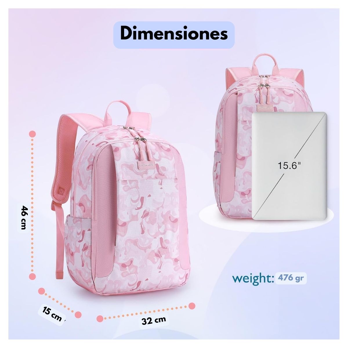 MOMMORE MOCHILA GRANDE PARA NIÑOS EDUCACIÓN BÁSICA 28L - ROSADO - 6