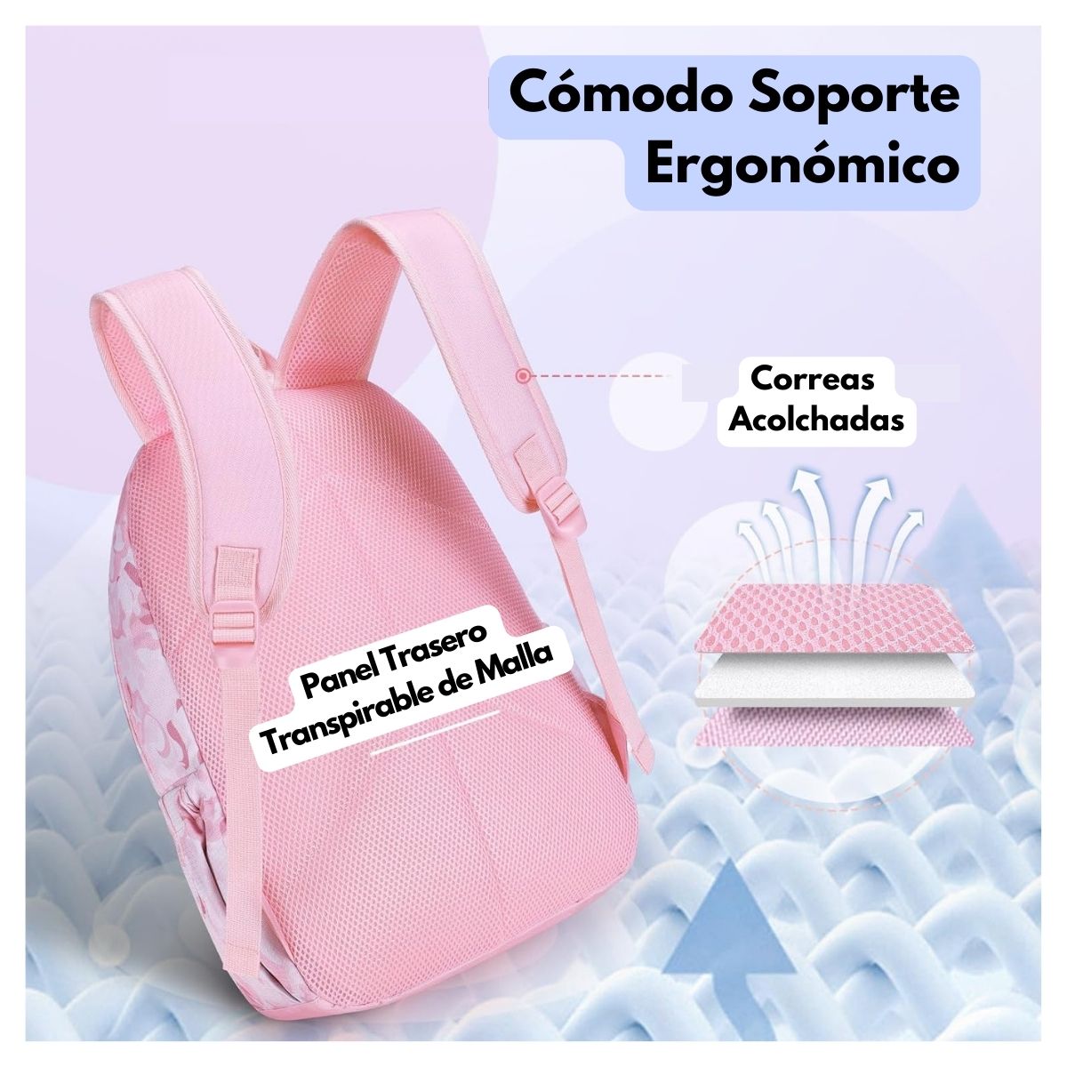 MOMMORE MOCHILA GRANDE PARA NIÑOS EDUCACIÓN BÁSICA 28L - ROSADO - 7