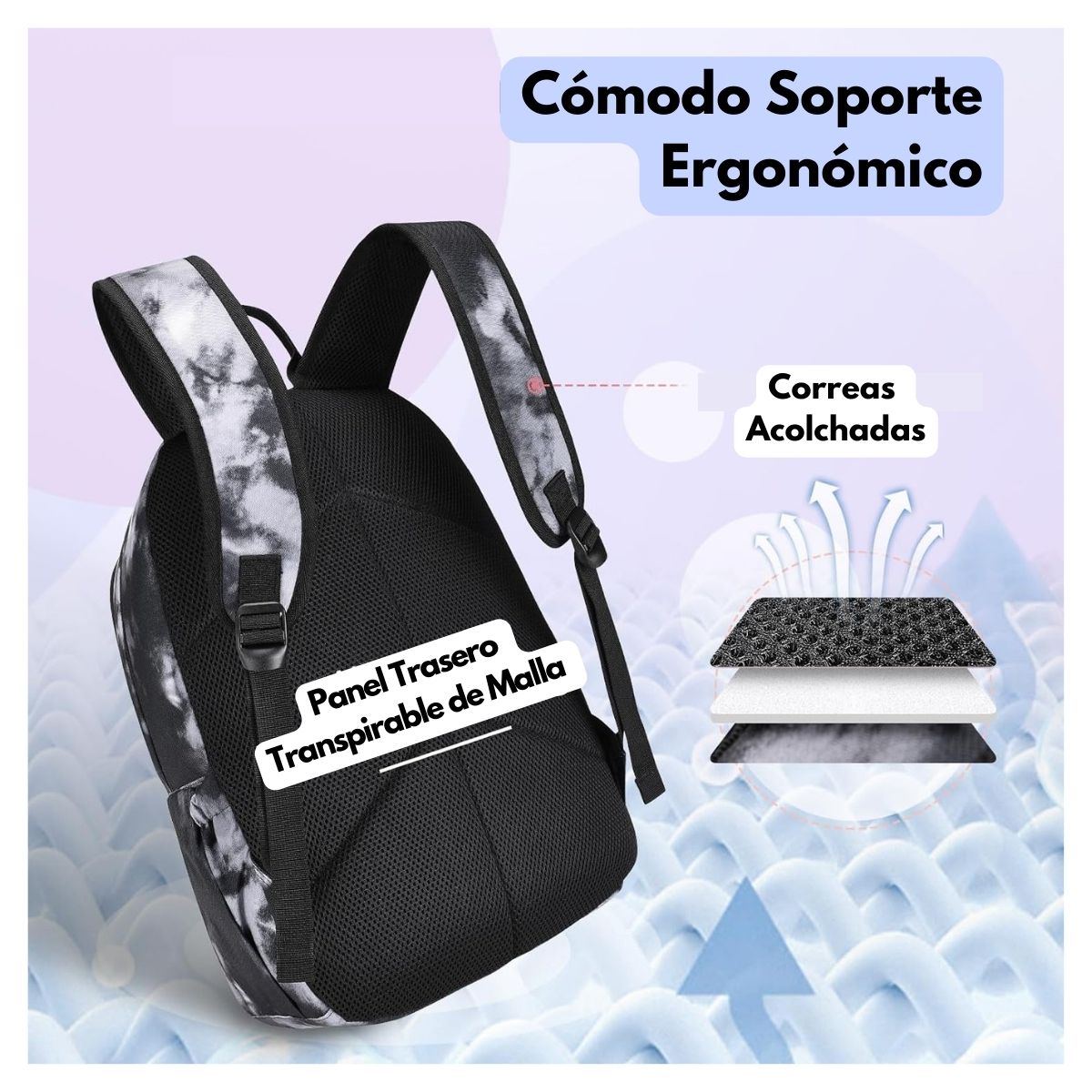 MOMMORE MOCHILA GRANDE PARA NIÑOS EDUCACIÓN BÁSICA 28L - BLANCO Y NEGRO - 7