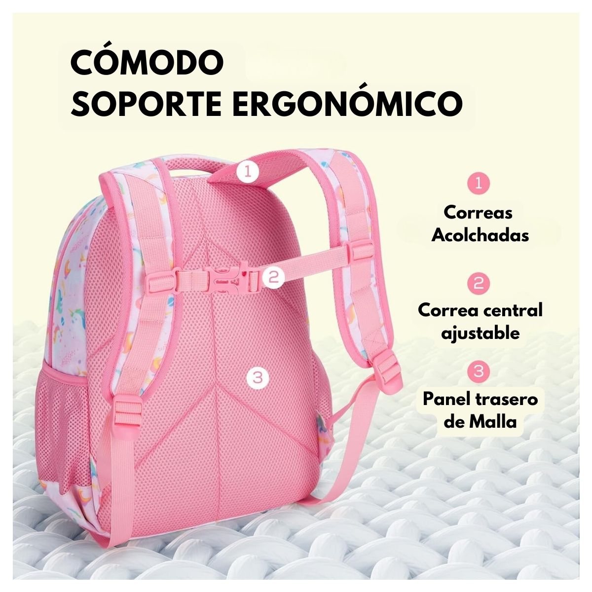 MOMMORE MOCHILA 2 EN 1 PARA NIÑOS PEQUEÑOS 12L - ROSADO UNICORNIO - 4