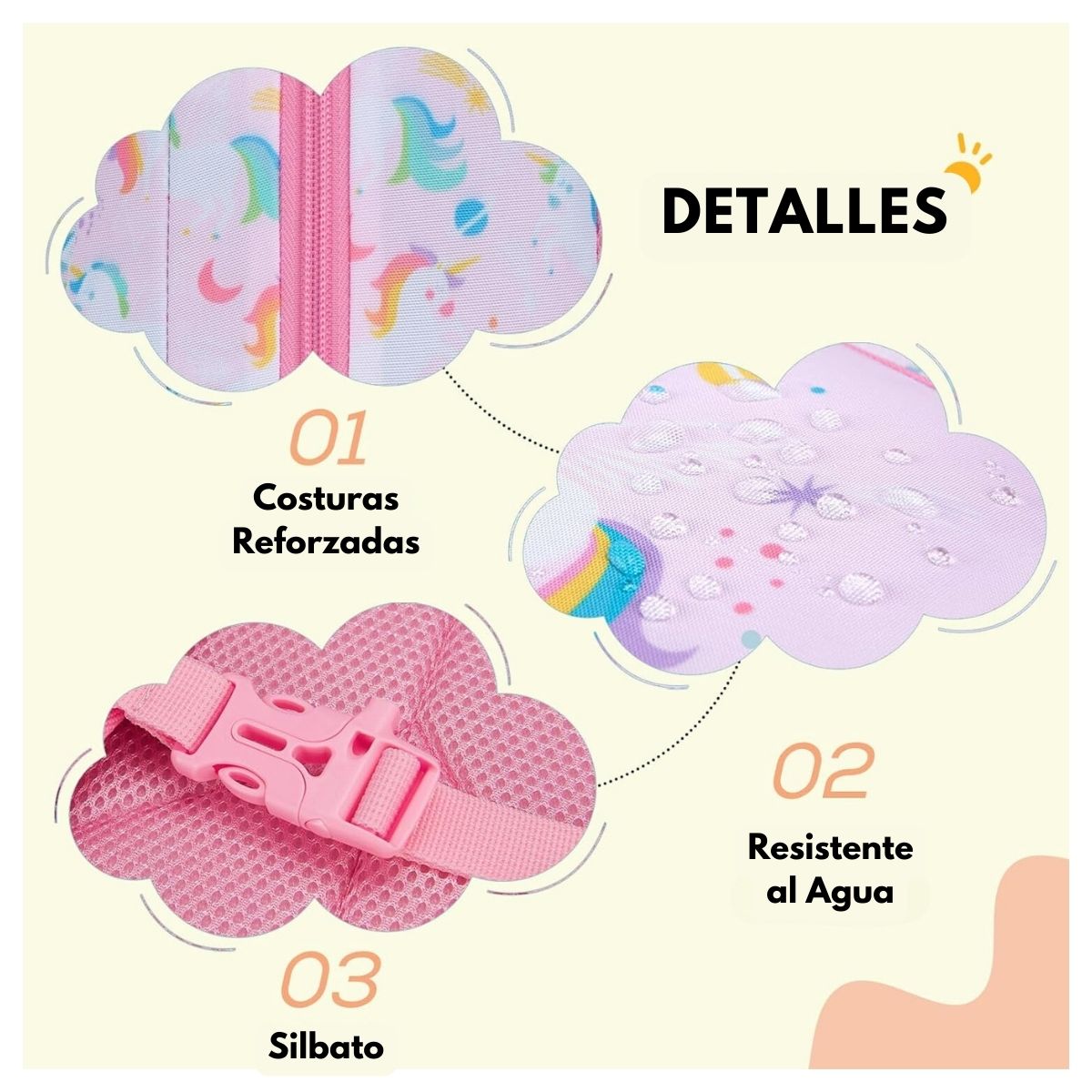 MOMMORE MOCHILA 2 EN 1 PARA NIÑOS PEQUEÑOS 12L - ROSADO UNICORNIO - 5