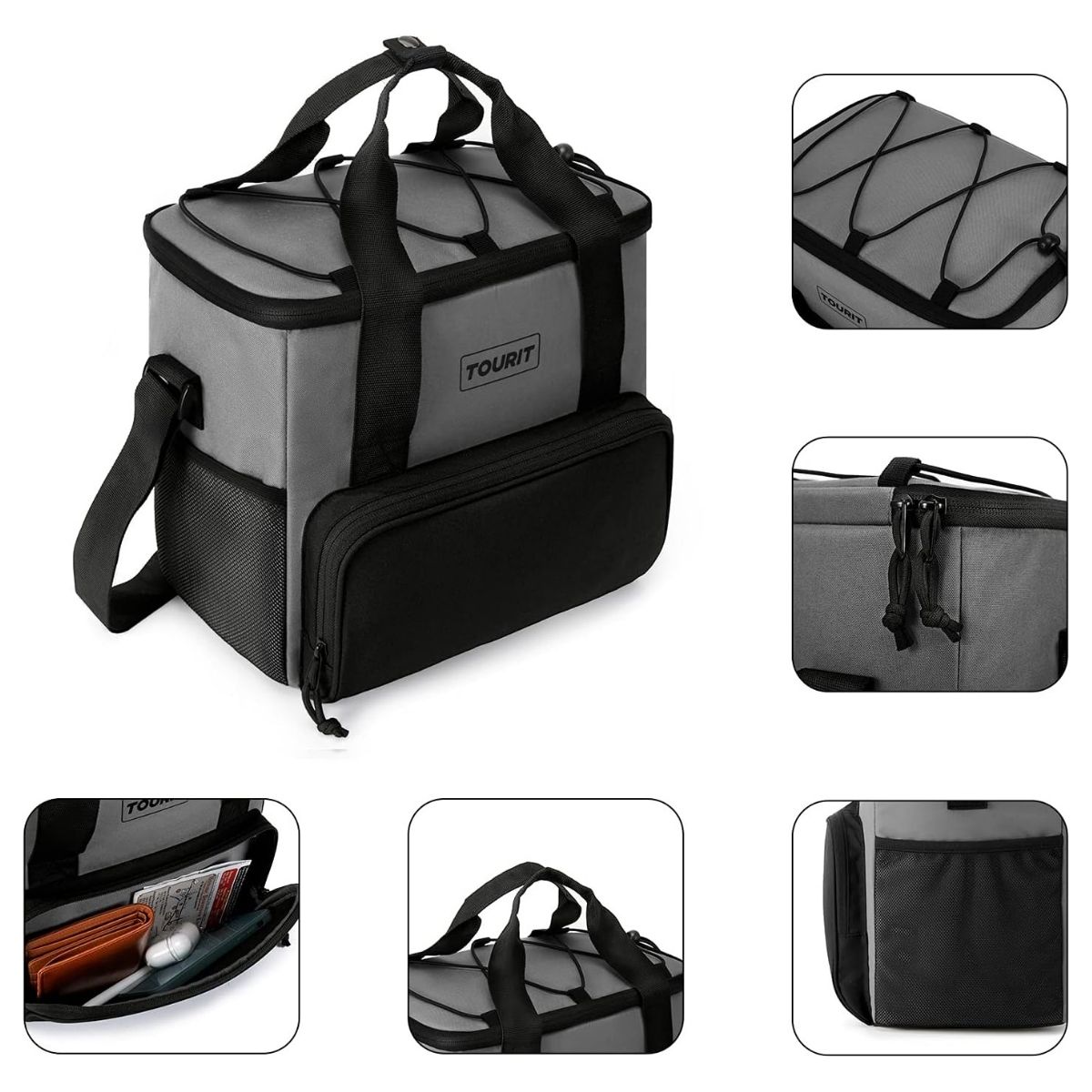 TOURIT COOLER BAG REFRIGERADOR AISLADO PORTÁTIL DE 14L - GRIS - 2