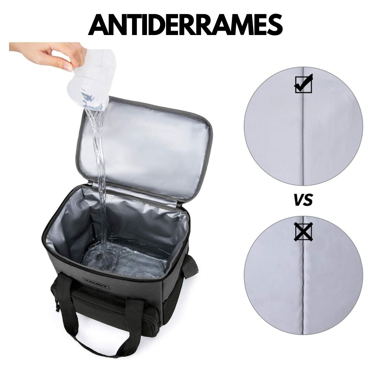 TOURIT COOLER BAG REFRIGERADOR AISLADO PORTÁTIL DE 14L - GRIS - 5