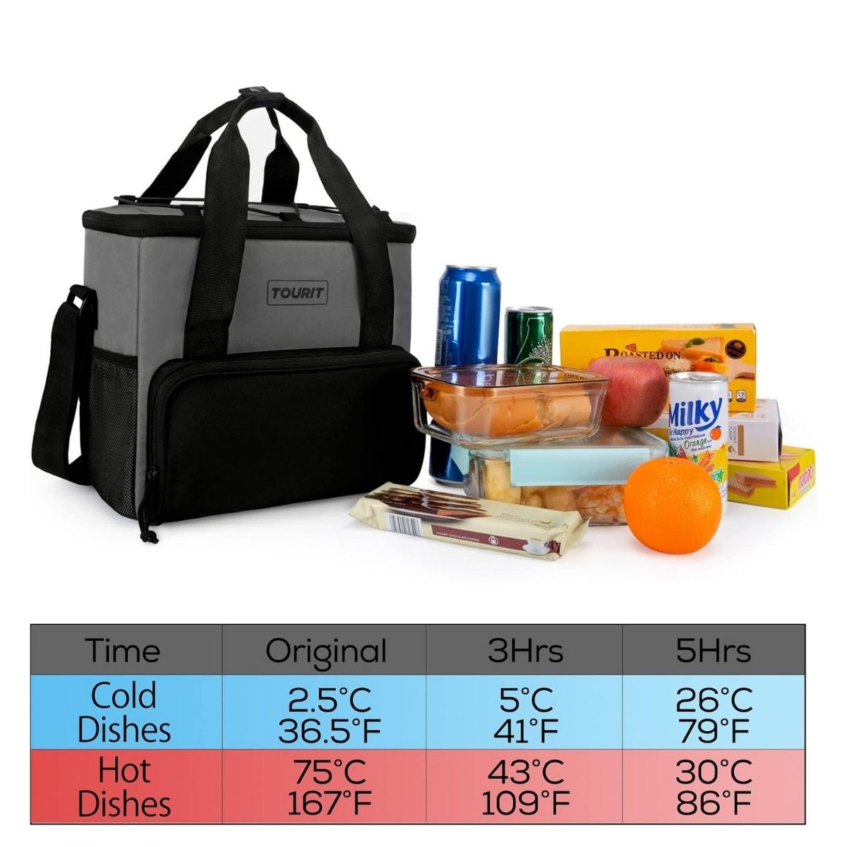 TOURIT COOLER BAG REFRIGERADOR AISLADO PORTÁTIL DE 14L - GRIS - 7