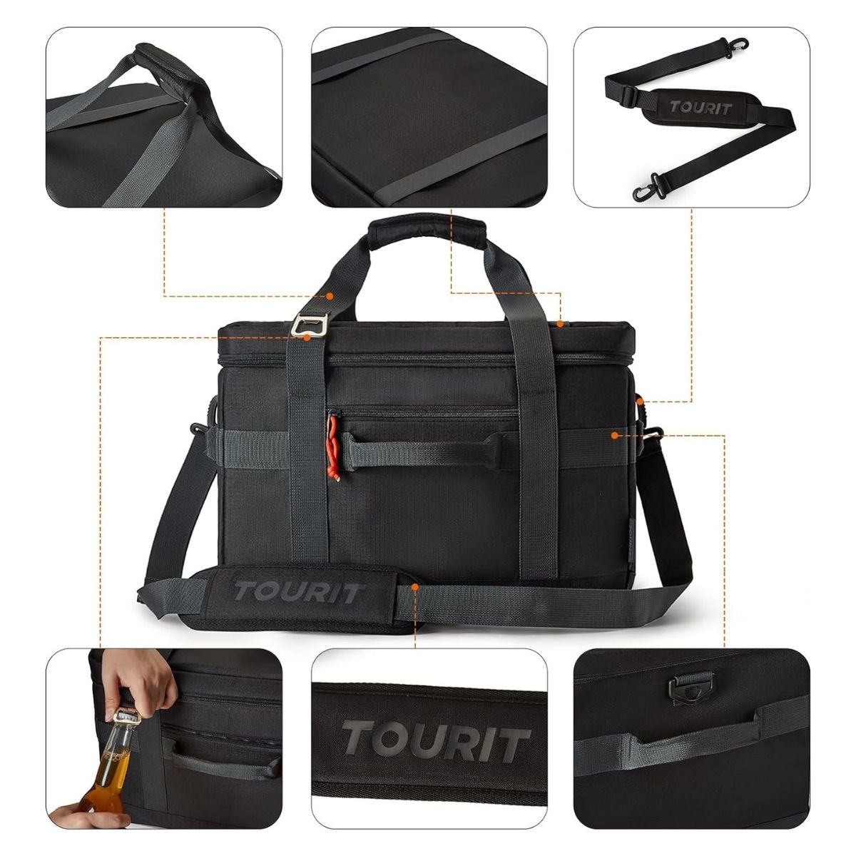 TOURIT COOLER BAG OFFROAD ENFRIADOR AISLADO PORTÁTIL 32L - NEGRO - 6