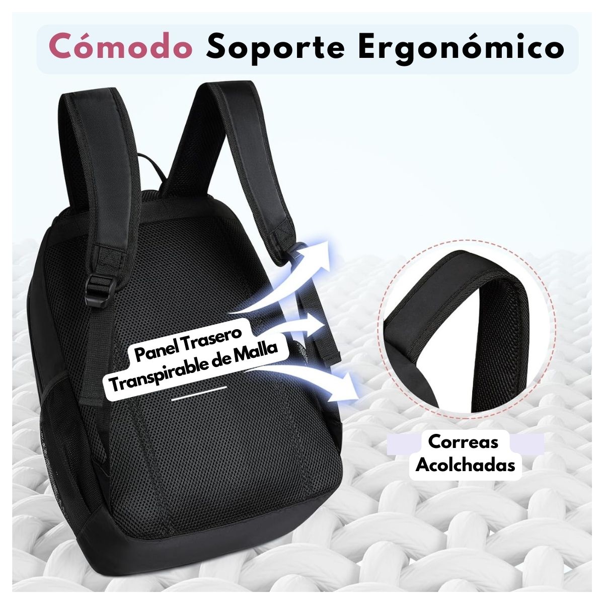 MOMMORE MOCHILA ESCOLAR GRANDE 3 COMPARTIMIENTOS 20L - NEGRO - 3