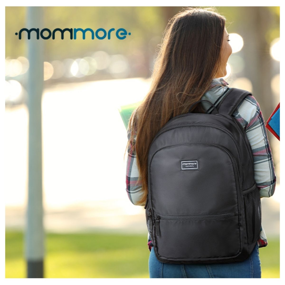 MOMMORE MOCHILA ESCOLAR GRANDE 3 COMPARTIMIENTOS 20L - NEGRO - 6