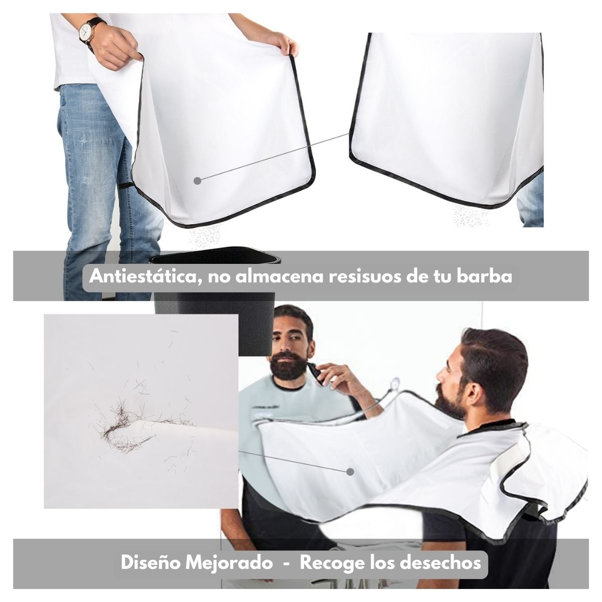 CAPA SC HOME MT7203001AN009 DELANTAL PARA CORTE DE BARBA AFEITADO BLANCO - 3
