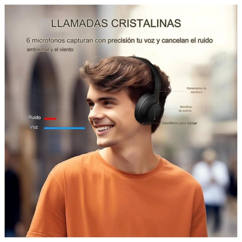 AUDÍFONOS QCY QCY-H3BLACK CANCELACIÓN RUIDOS BLUETOOTH NEGRO - 5