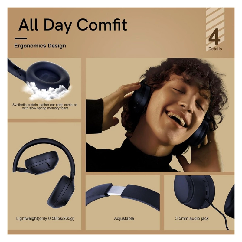 AUDÍFONOS QCY QCY-H3BLUE CANCELACIÓN RUIDOS BLUETOOTH AZUL - 5