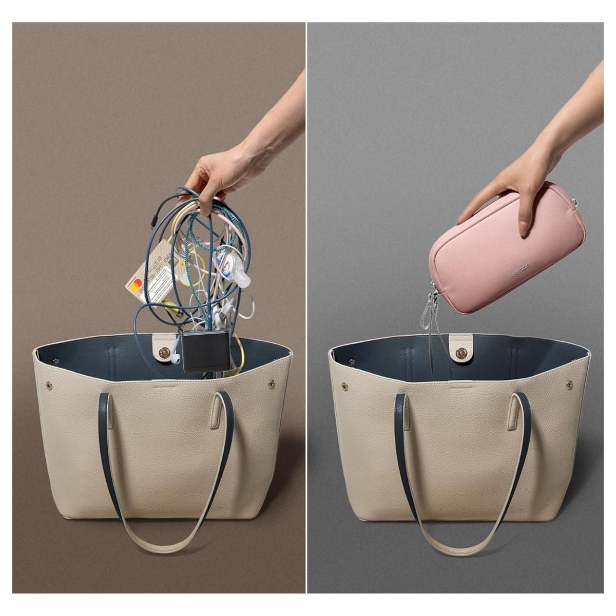 ESTUCHE TOMTOC LIGHT-T12 PARA ACCESORIOS ELECTRÓNICOS PEQUEÑO ROSADO - 3