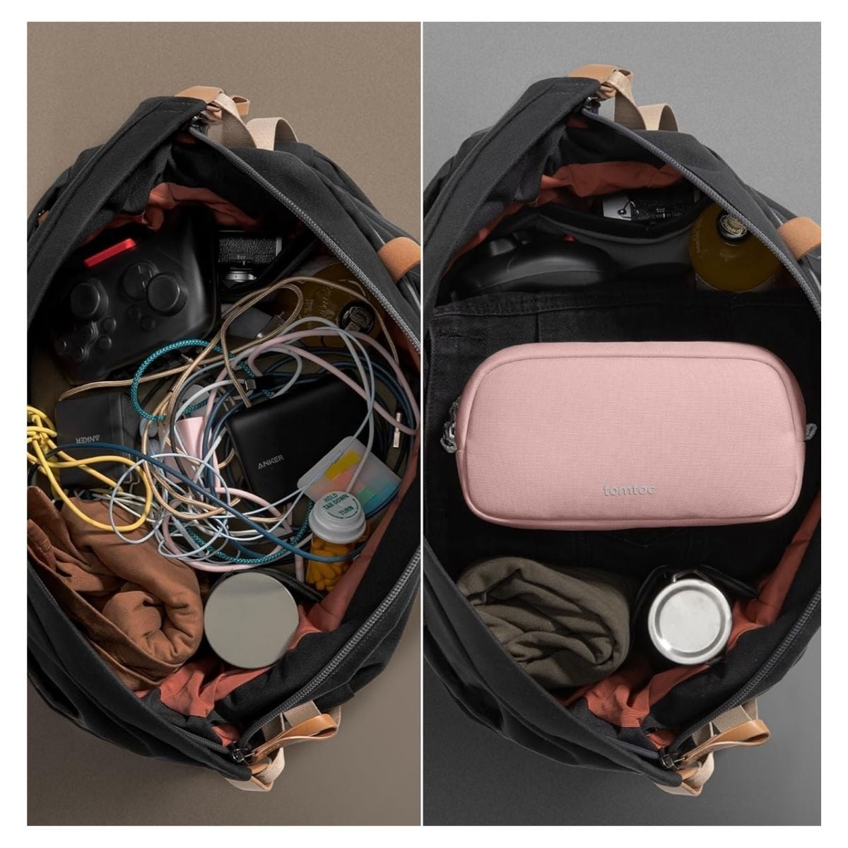 ESTUCHE TOMTOC LIGHT-T12 PARA ACCESORIOS ELECTRÓNICOS PEQUEÑO ROSADO - 4