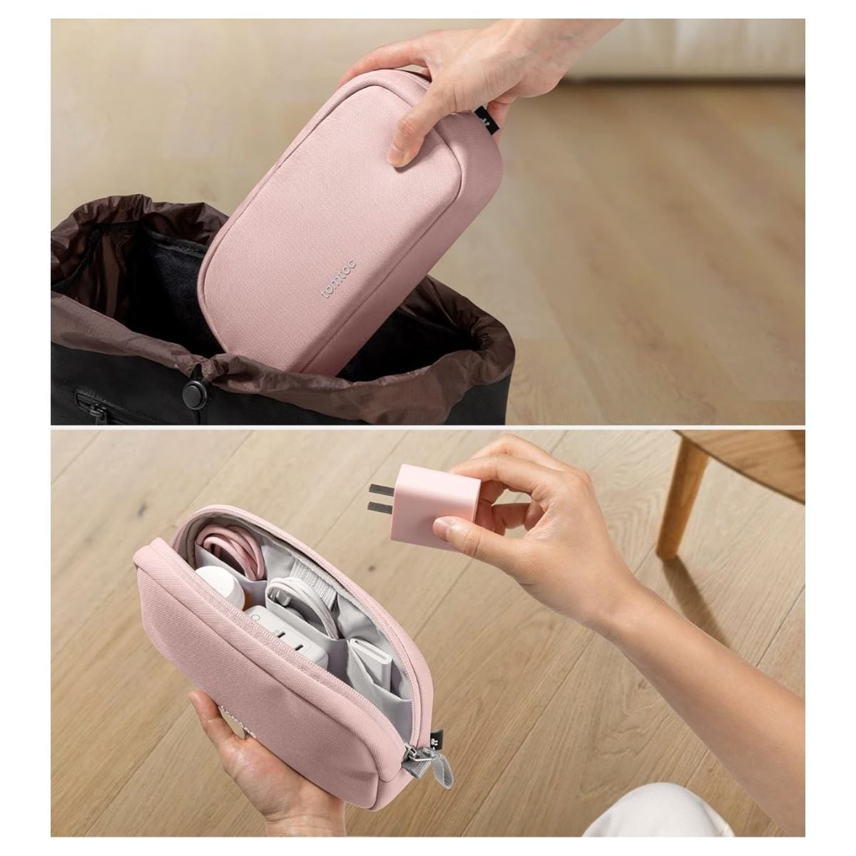 ESTUCHE TOMTOC LIGHT-T12 PARA ACCESORIOS ELECTRÓNICOS PEQUEÑO ROSADO - 7