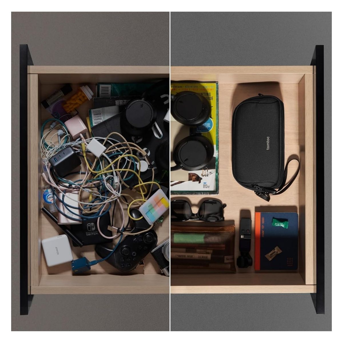 TOMTOC ESTUCHE LIGHT-T12 PARA ACCESORIOS ELECTRÓNICOS PEQUEÑO - NEGRO - 4