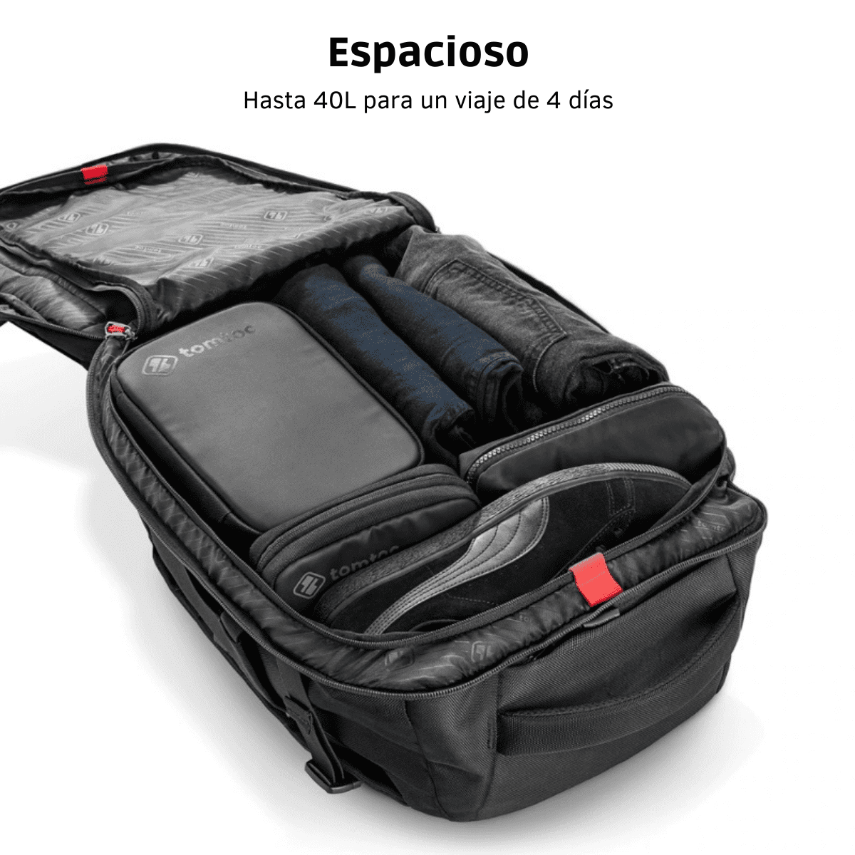 TOMTOC MOCHILA DE VIAJE NAVIGATOR-T66 PARA NOTEBOOK 17.3″ 40L - NEGRO - 5