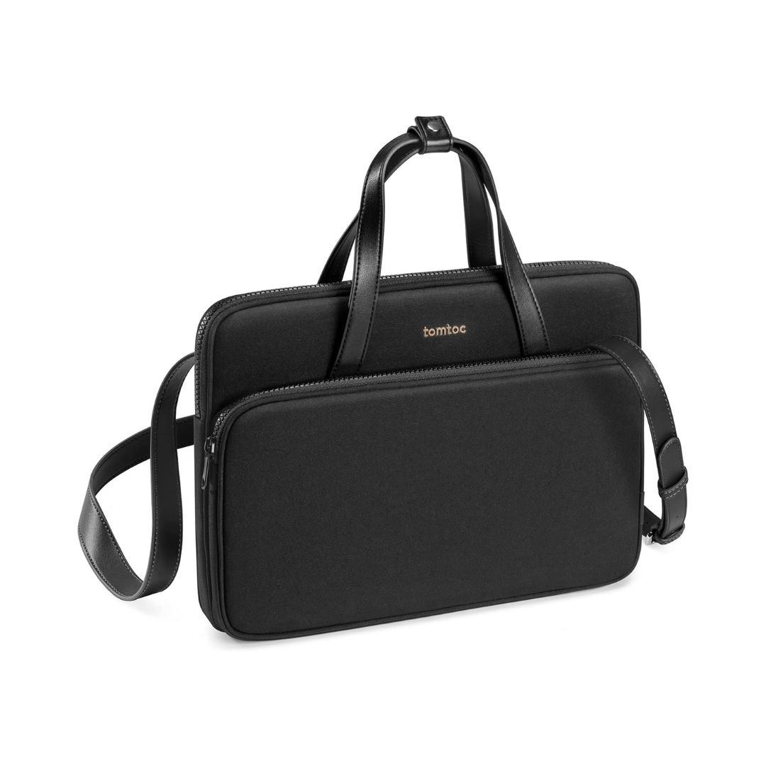 Tomtoc Borsa A Tracolla Per Laptop 14 Pollici – Protezione CornerArmor, Scomparti Multipli E Manici In Pelle PU