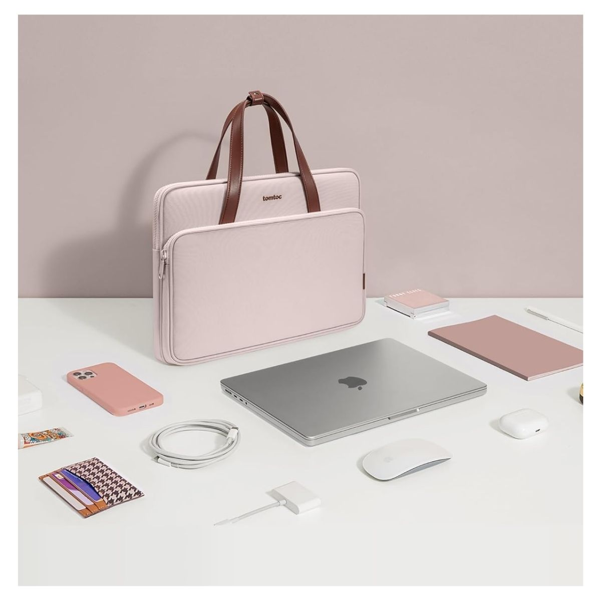 TOMTOC BOLSO DE HOMBRO VERSATILE-A12 MACBOOK PRO 14' M3/M2/M1 - ROSADO - 5