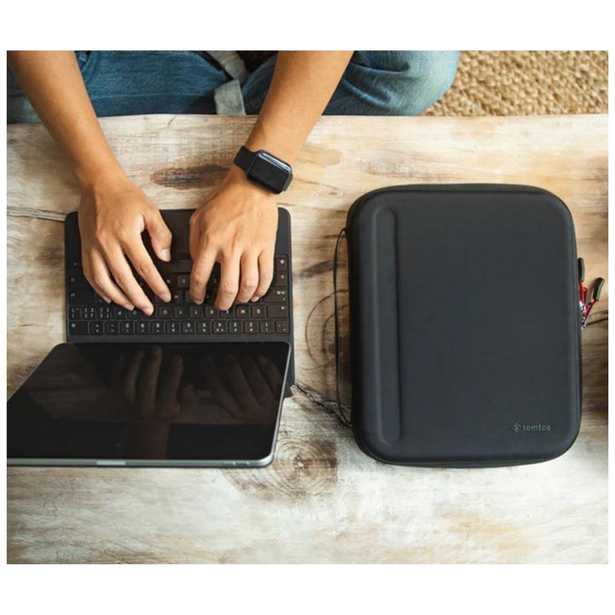 TOMTOC ESTUCHE PORTAFOLIO FANCYCASE-B06 PARA IPAD AIR/PRO 11' CON ESPACIO TECLADO - NEGRO - 4
