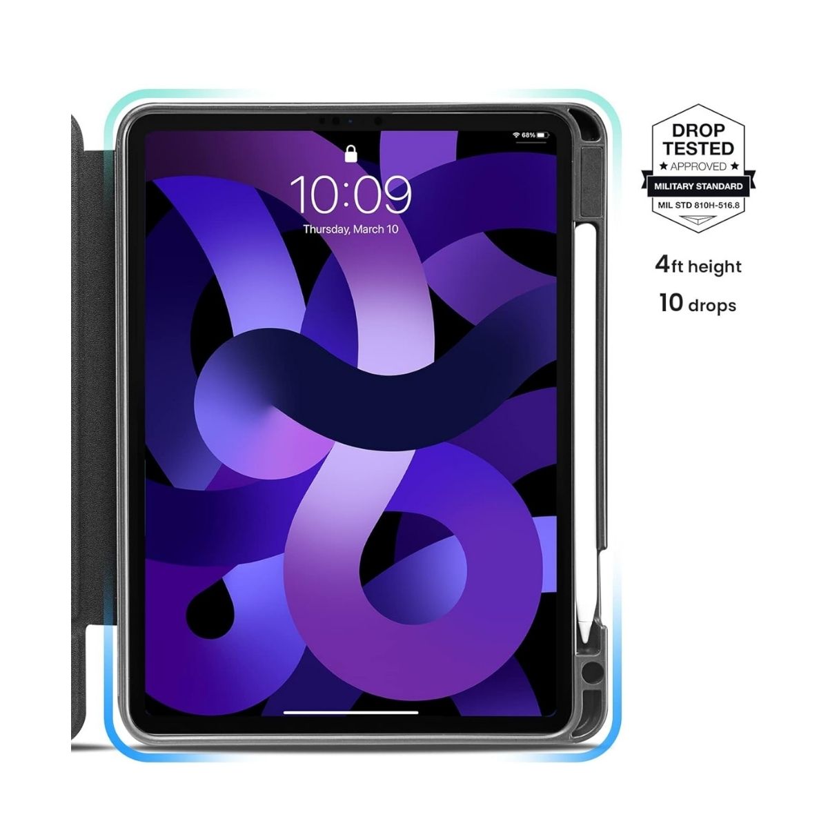 TOMTOC FUNDA VERTICAL INSPIRE-B50 TRI-MODE PARA IPAD AIR 4/5 DE 10.9″ - NEGRO - 2