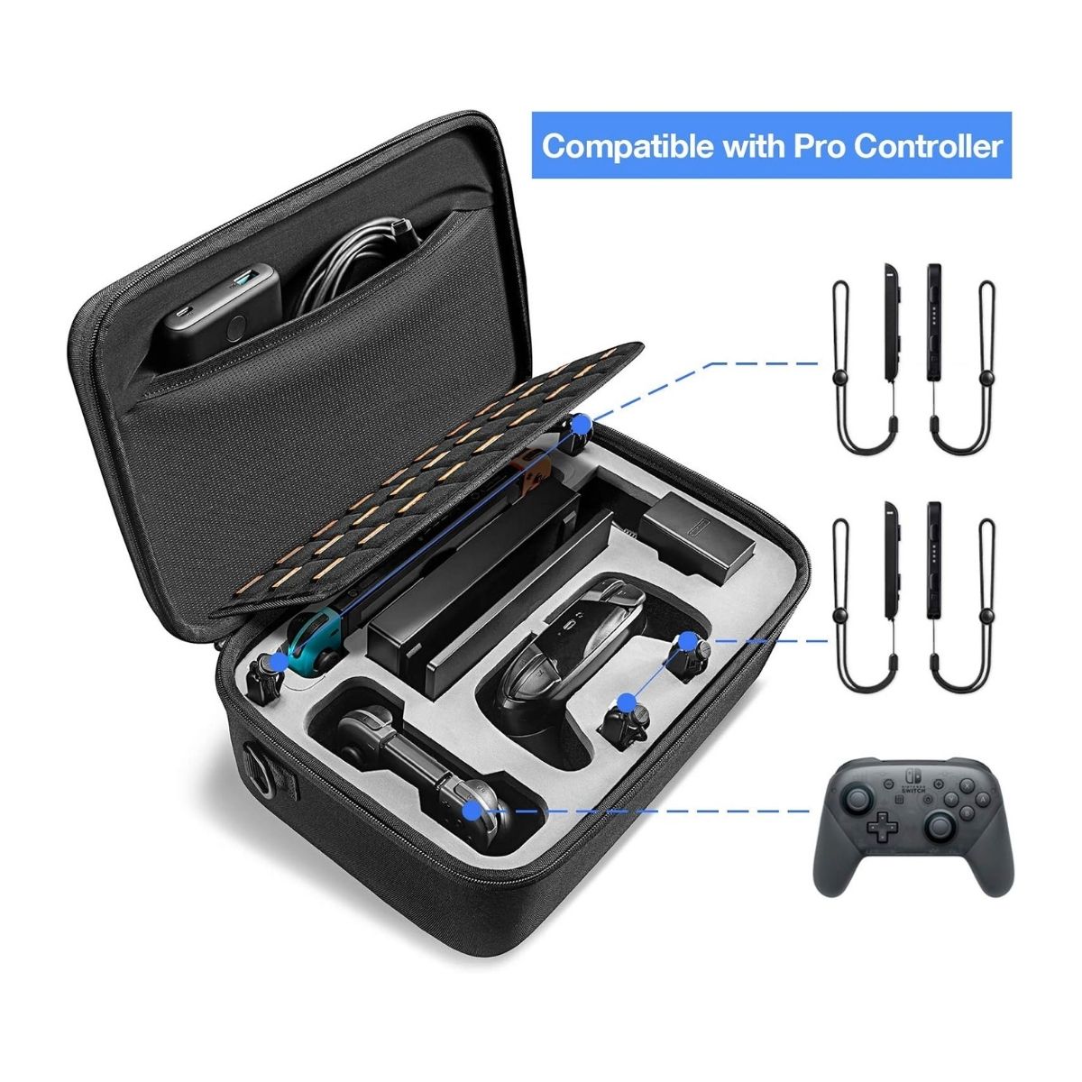 TOMTOC ESTUCHE DE ALMACENAMIENTO FANCYCASE-G06 PARA NINTENDO SWITCH - NEGRO - 6
