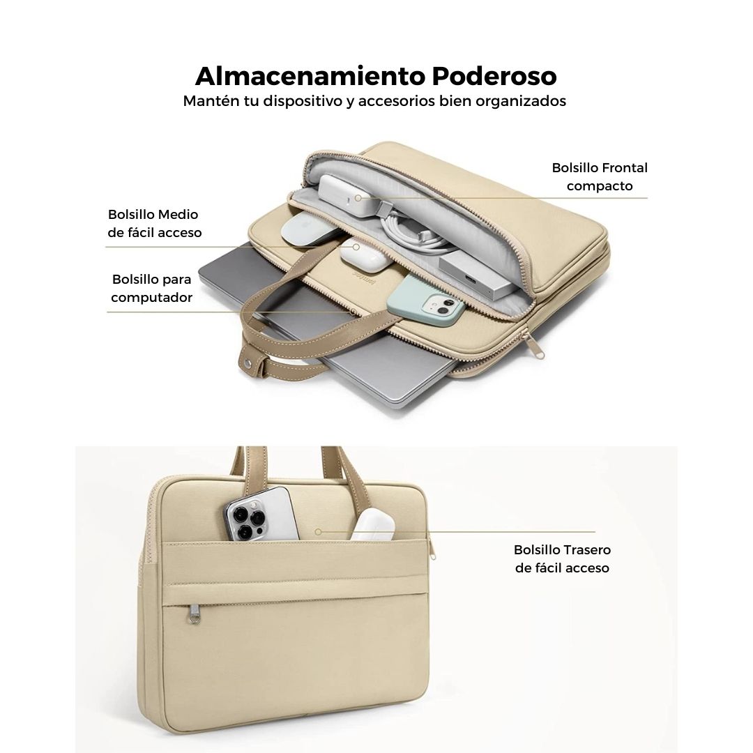TOMTOC BOLSO DE HOMBRO VERSATILE-A12 MACBOOK PRO 14' M3/M2/M1 - BEIGE - 2