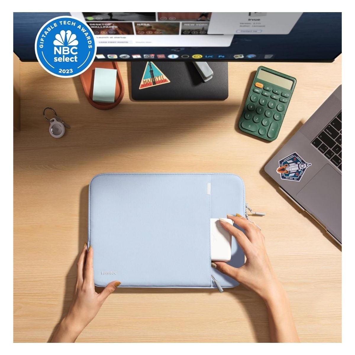 TOMTOC FUNDA DEFENDER-A13 PARA MACBOOK AIR M3/M2/M1 DE 13' - AZUL NIEBLA - 2