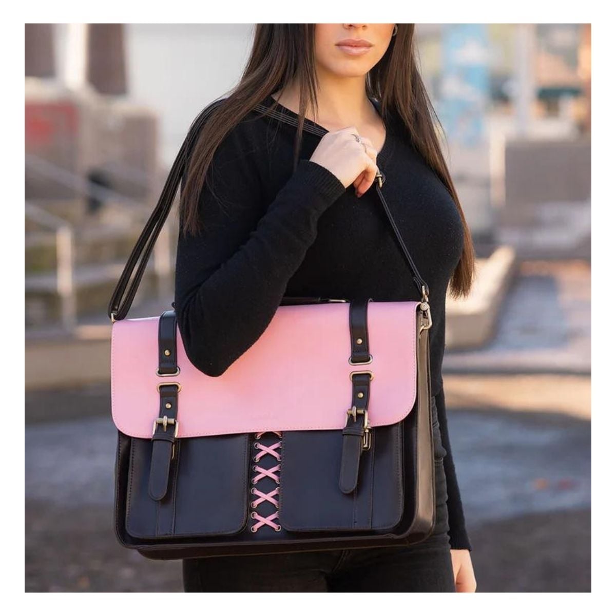 ECOSUSI MALETÍN Y MOCHILA VICTORIA PARA NOTEBOOK 15,6” - ROSA CAFÉ - 2
