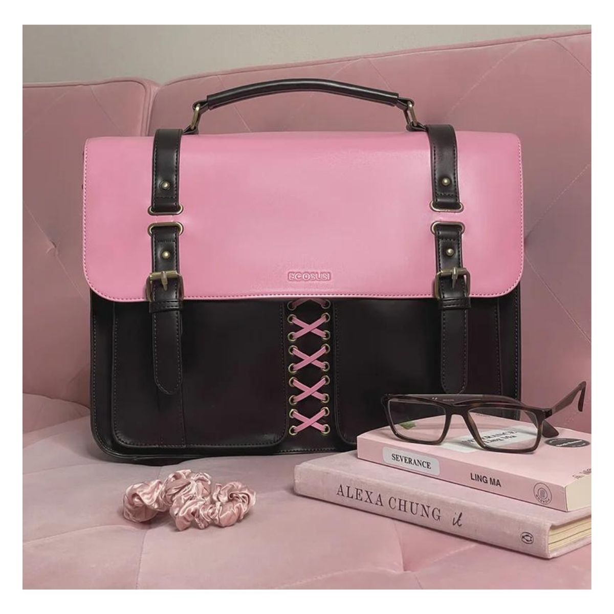 ECOSUSI MALETÍN Y MOCHILA VICTORIA PARA NOTEBOOK 15,6” - ROSA CAFÉ - 4