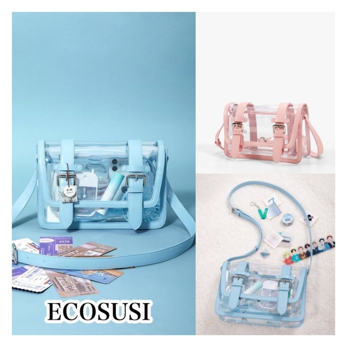 BOLSO MENSAJERO ECOSUSI JANE PARA TABLET 10.2” AZUL TRANSPARENTE - 5