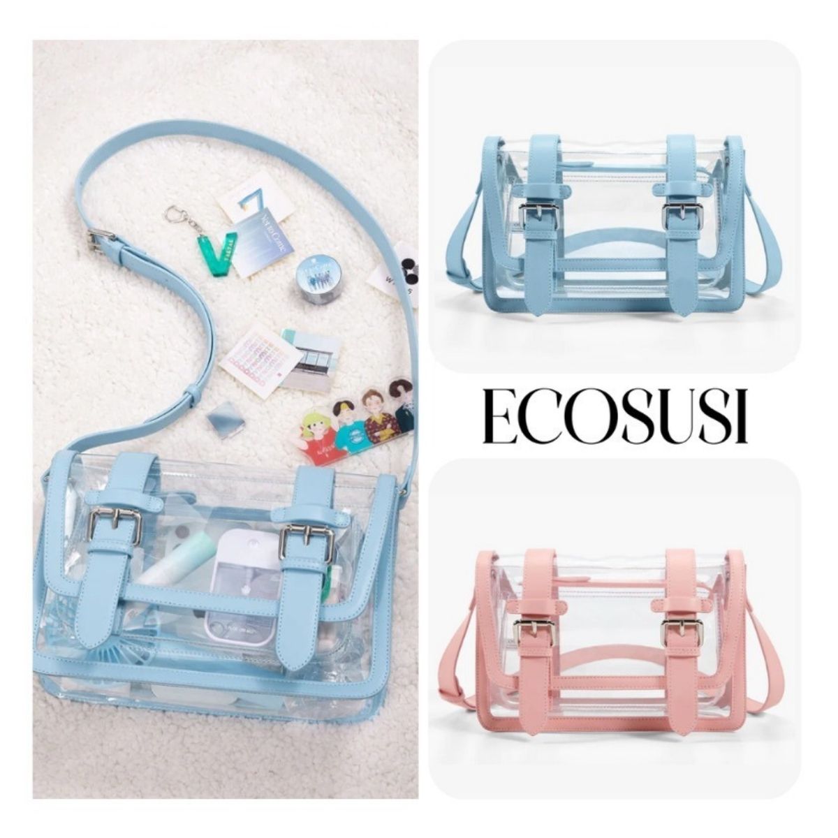 BOLSO MENSAJERO ECOSUSI JANE PARA TABLET 10.2” AZUL TRANSPARENTE - 7