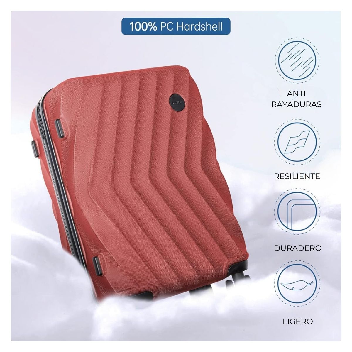 Bagsmart Maleta de Mano Globetrotter 21″ Rígida 35 L Rojo Vino - 3