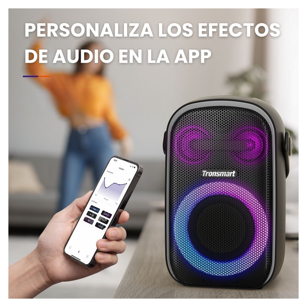PARLANTE TRONSMART TMHALO100 PORTÁTIL PARA FIESTAS HALO 100 CON ILUMINACIÓN NEGRO - 6